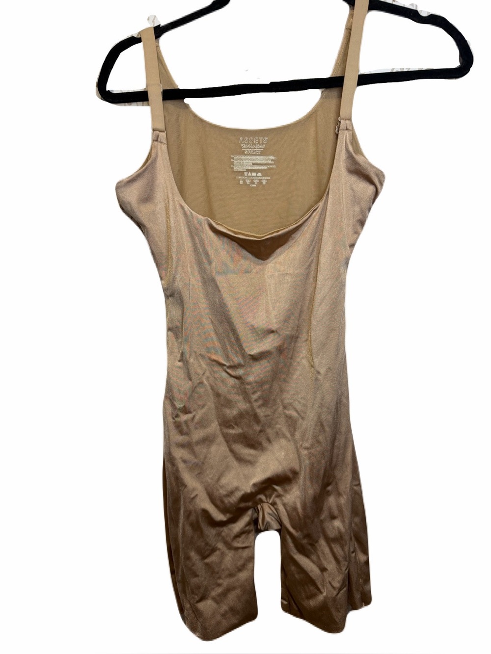 Spanx Assets by Spanx Shapewear XL Bodysuit Open Bust Nude Beige